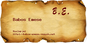 Babos Emese névjegykártya